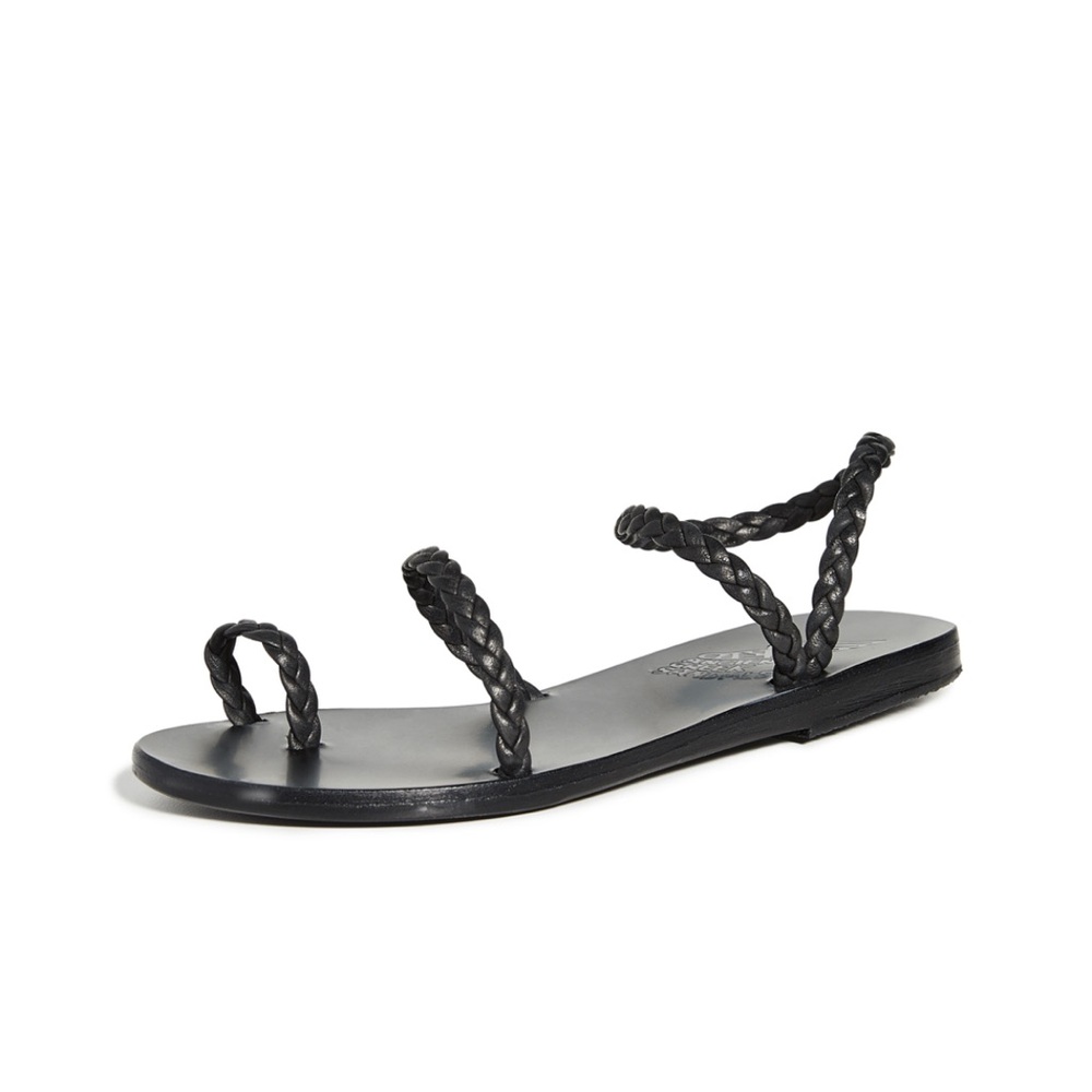 Ancient Greek Sandals Black Braided Women's Sandals